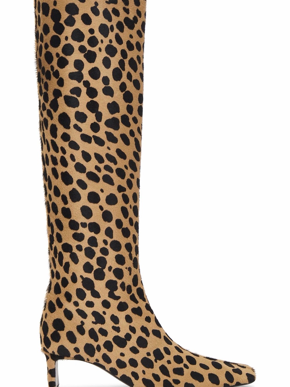 KHAITE Leopard-Print Over-the-Knee Boots in Tan and Black sz 39